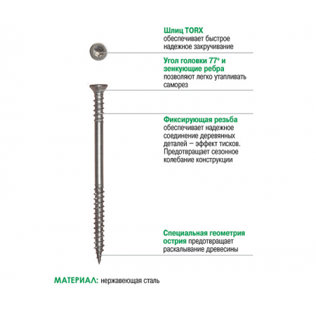 Саморез для террасной доски 5х80 TORX 25A2 (уп. 100 шт)